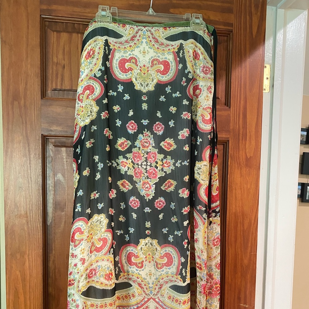 Bohemian layered chiffon skirt.